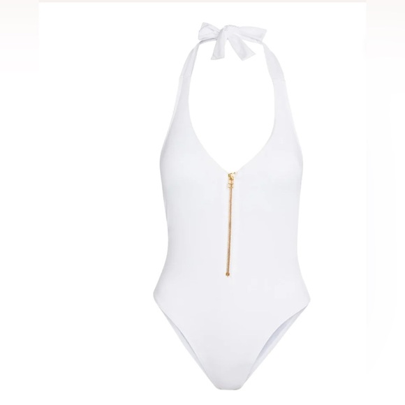 NEW! Kenny Flowers The Santorini Gold Zipper One Piece Swimsuit White SZ S, M, L - Picture 8 of 16